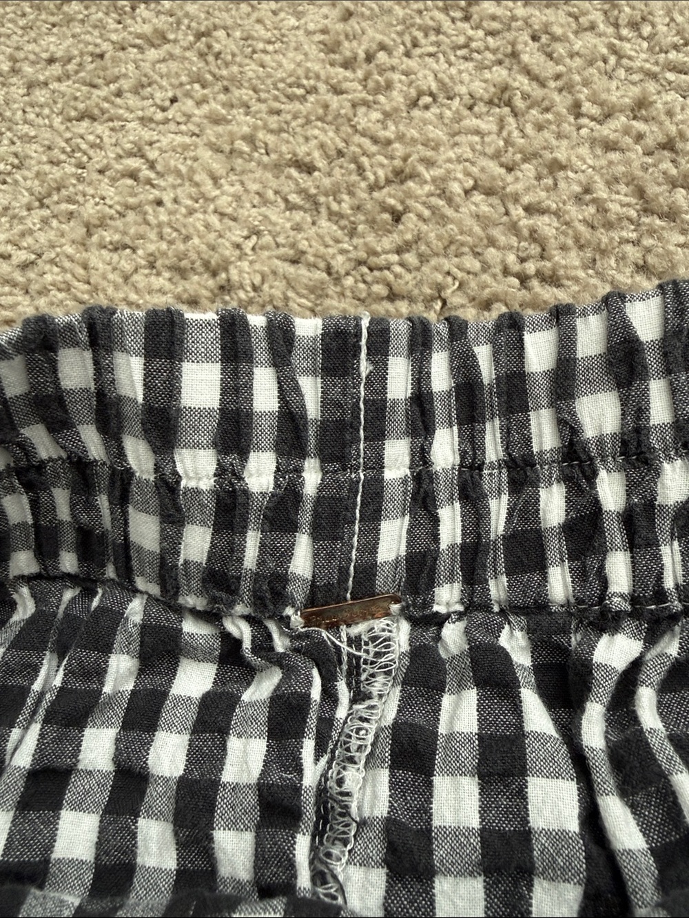 Free People Black and White Gingham Jogger Pants - Picture 2 of 4